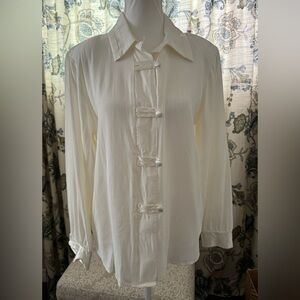 Expose Cream Button Down Blouse Size M